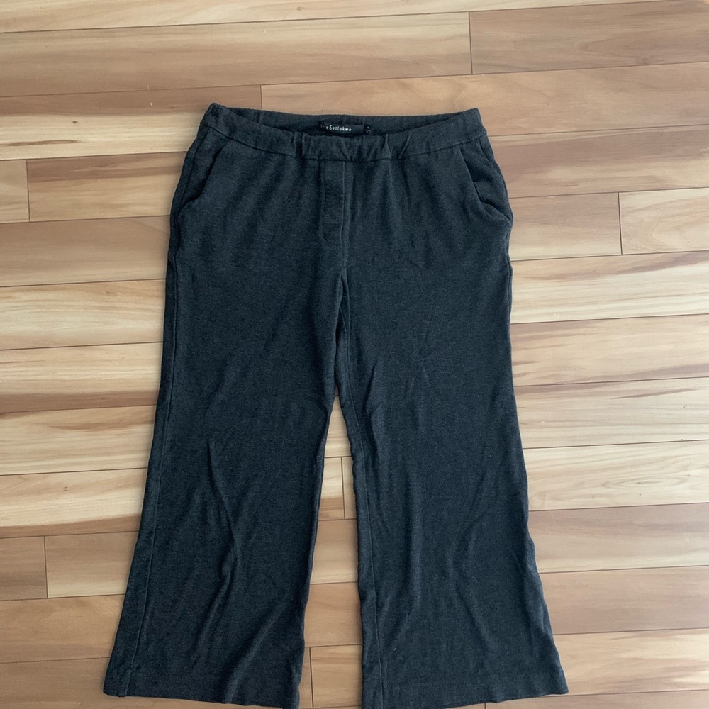 Dark grey cropped Wide-Leg Pants